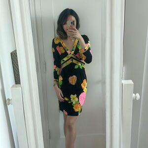 Vintage LEONARD Silk floral midi dress